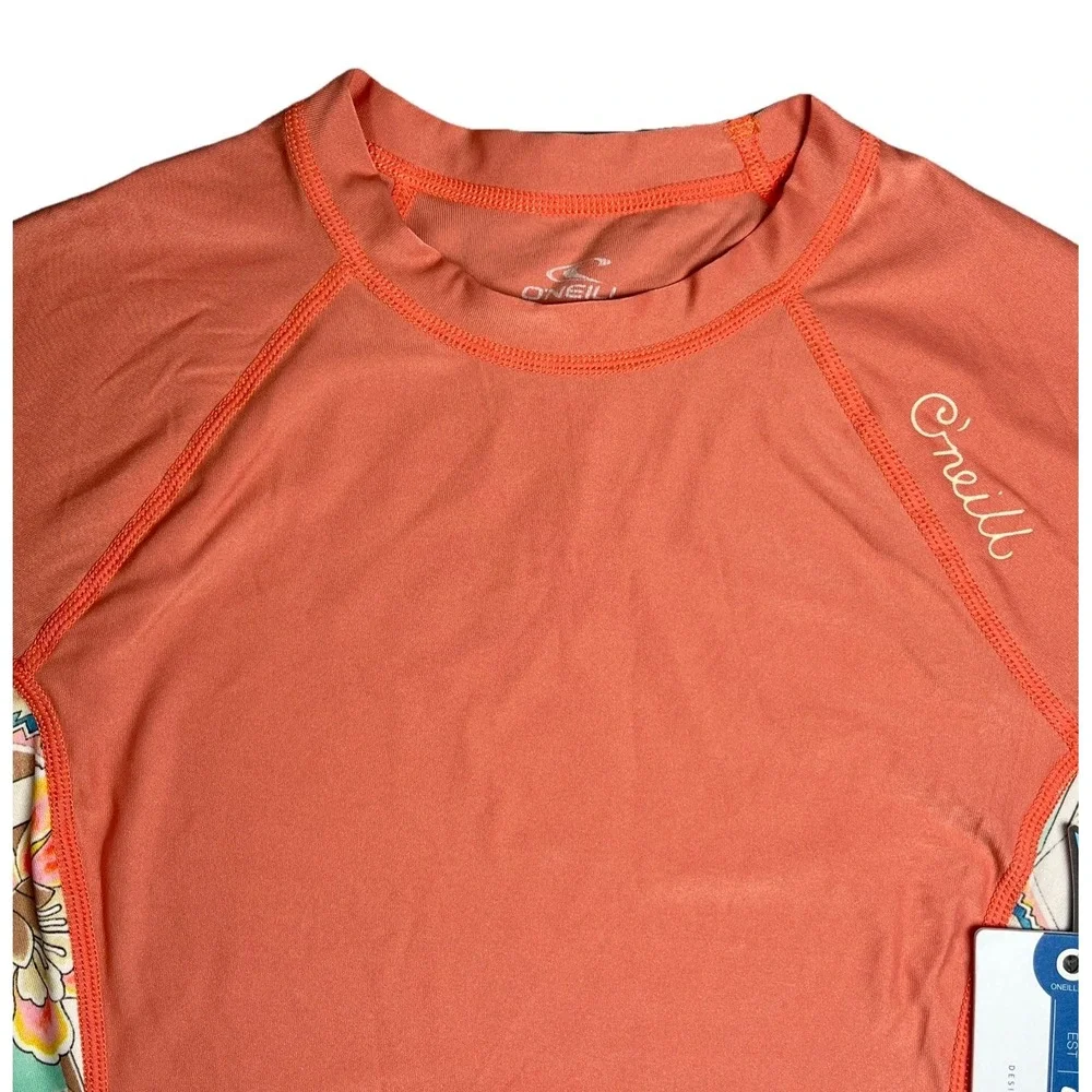 O'NEILL Womens Arta Geo Rash Guard‎ S/S Swim Shirt Multicolor Large L NWT New